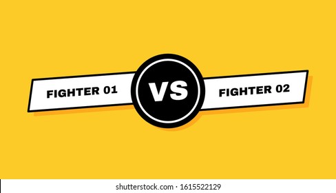 Versus screen isolated on yellow backgrounds. Vs battle headline. Confrontation fight competition. Vector illustration.