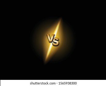 Versus screen with luxury golden VS letters on black background for sport, fight battle, MMA, UFS match and game competition concept.