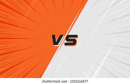 Versus Screen Orange and White With Halftone and Comic Zoom Line. Vs Fight background for battle, competition and game. Vector Illustration Versus screen.