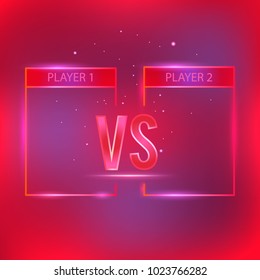 Versus screen with red neon frames and versus letters. Competition vs match game, martial battle versus sport. Stock vector illustration Versus screen with red neon frames and vs letters. 