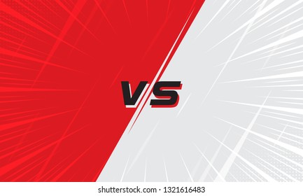 Versus Screen Red and White With Halftone and Comic Zoom Line. Vs Fight background for battle, competition and game. Vector Illustration Versus screen.