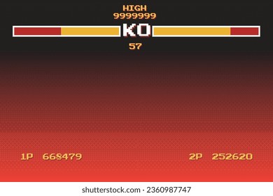 Versus Screen retro game on glitch background of analog tv