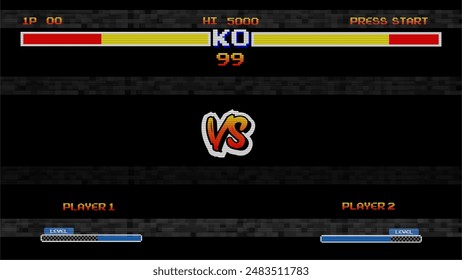 Versus Screen Retro Spiel auf Panne Hintergrund des analogen TV 