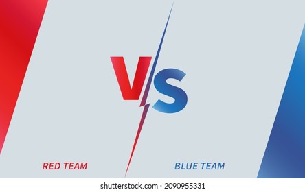Versus screen for sports and fight competition. Red and Blue teams. Space for your text on gray background. Vector illustration