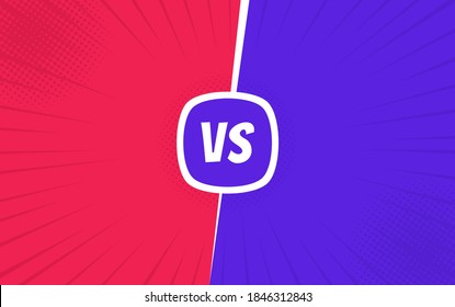 Versus screen. Vs battle. Confrontation fight competition. Retro fight comic design background. Vector illustration.