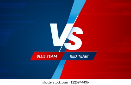 Versus screen. Vs battle headline, conflict duel between Red and Blue teams. Confrontation fight competition. Boxing martial arts mma fighter match vector background template