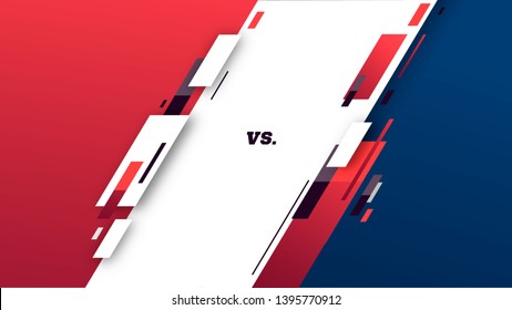 Versus screen. Vs battle headline, conflict duel between Red and Blue teams. Confrontation fight competition. Boxing martial arts mma fighter match vector background