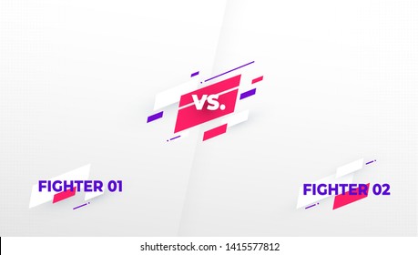 Versus screen. Vs battle headline, conflict duel between Red and Blue teams. Confrontation fight competition. Boxing, martial arts, mma, fighter match vector background template