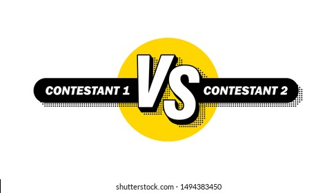 Versus screen. Vs battle headline, conflict duel between teams. Confrontation fight competition. Vector background template.
