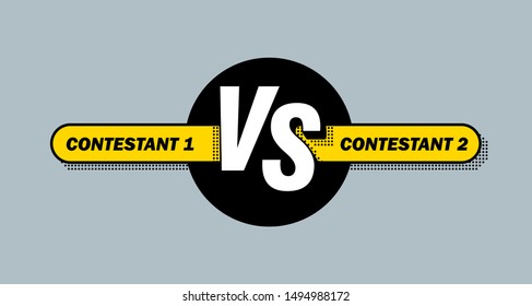 Versus screen. Vs battle headline, conflict duel between teams. Confrontation fight competition. Vector background template.