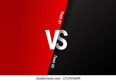 Versus screen. Vs battle headline, conflict duel between Red and Black teams. Confrontation fight competition. Boxing martial arts fighter match