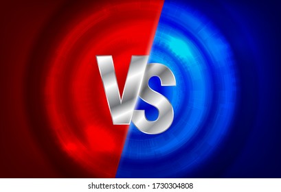 Versus screen. Vs battle headline, conflict duel between Red and Blue teams. Confrontation fight competition. Boxing martial arts fighter match