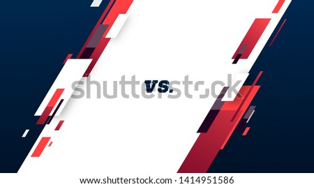Versus screen. Vs battle headline, conflict duel between Red and Blue teams. Confrontation fight competition. Boxing martial arts mma fighter match vector background