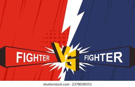 Versus screen. VS. Game battle red and blue zone. Vector illustration template, background, banner and poster.