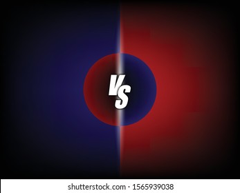 Versus screen with VS letters on blue and red background for sport, fight battle, MMA, UFS match and game competition concept.