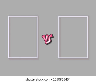 Versus screen. Vs symbol with divider. Confrontation background with space for text. Banner template for battle, match, challenge, sport, duel, competition, choice. Vector color illustration.