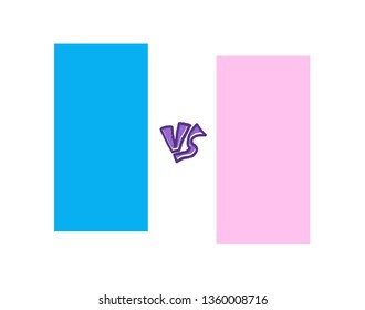 Versus screen. Vs symbol with divider. Confrontation background with space for text. Banner template for battle, match, challenge, sport, duel, competition, choice. Vector color illustration.