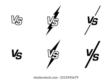Versus signo. Competición vs conjunto de Vector. Juego de Plantilla de batalla. Signo de duelo