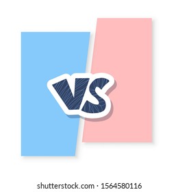 Versus  sign with copy space. VS screen. Decorative battle cover with lettering. Template for banner for competition. Vector illustration.