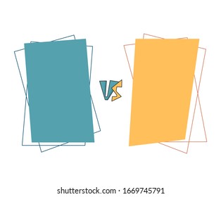 Versus  sign with copy space. VS screen. Decorative battle cover with lettering. Template for banner for competition. Vector illustration.