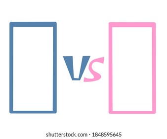 Versus  sign with frames with copy space. VS screen. Decorative battle cover with lettering. Template for banner for competition. Vector illustration.