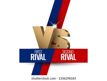 Versus sign. gold 3d symbol. Poster template. Vector illustration