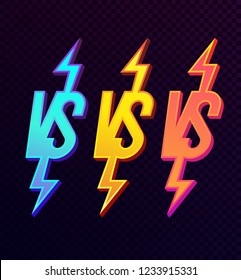 Versus sign set modern neon gradient bold style isolated transparent background for battle  sport  competition  contest  match game  announcement two fighters  VS icon  Vector 10 eps