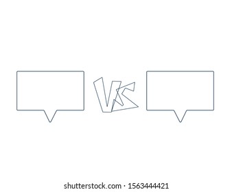 Versus  sign with speech bubbles with copy space. VS screen. Decorative battle cover with lettering. Template for banner for competition. Vector illustration.