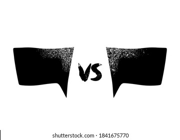 Signo en contra de burbujas de habla. Cubierta decorativa de batalla con letras. Ilustración vectorial.