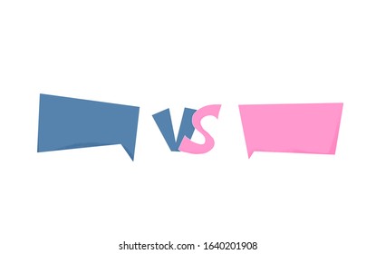 Versus  sign with speech bubbles isolated on white background. VS screen. Decorative battle cover with lettering and copy space. Template for banner for competition. Vector illustration.
