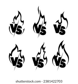 Gegenüber Zeichen, umgeben von Flammen. Schwarz-Weiß-Symbol. Vektorgrafik