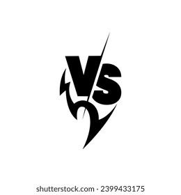 Versus sign surrounded by flames. Black and white symbol. Vector illustration