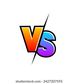 Versus sign surrounded by flames. Color symbol. Vector illustration