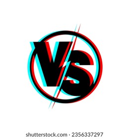 Versus sign. Symbol with glitch effect. Vector illustration