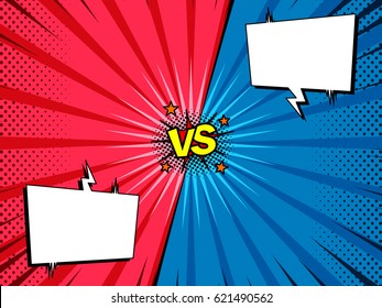 Versus superhero fight intro background, comic book style