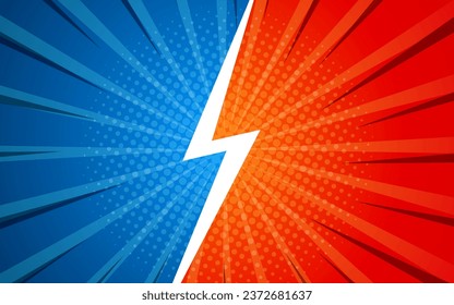 Versus symbol in comic background for duels. Vector illustration backdrop