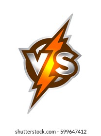 Versus Symbol. Letters V S Of On A Background Of Glowing Lightning.