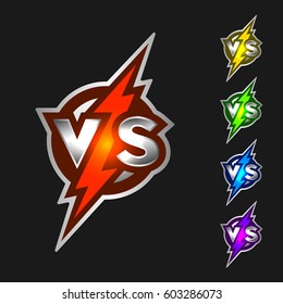 Versus Symbol. VS Letters With Glowing Lightning.