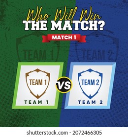 Versus Team Battle Poster, Vs battle headline, Duel Between Green and Blue Teams