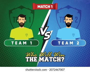 Versus Team Battle Poster, Vs Battle headline, Duel Between Green and Blue Teams, Versus Battle Concept, Contest Post