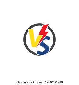 Versus text or vs letter vector design