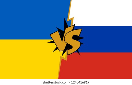 Versus Ukraine VS Russia concept. The concept of relations between States, economic community, politics. Territorial war in Ukraine. Martial law November 2018