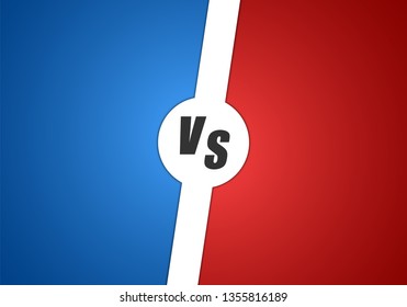 Versus vs background. Blue and red side. Vector illustration.