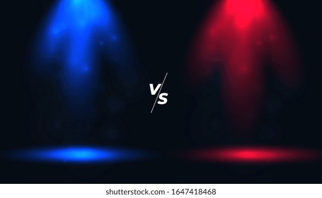 versus vs background with blue and red spotlights