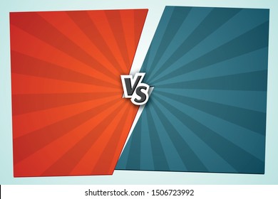 Versus VS Background Letters vs on the gap red and blue background of lines rays Blank template background for team competition battle red versus blue Sports theme design of fight game contest Vector