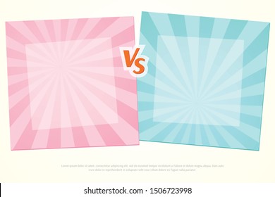 Versus VS Background Letters vs on a pink and blue background of lines rays Blank template background for team competition battle girls versus boys Sport theme cute design of fight game contest Vector