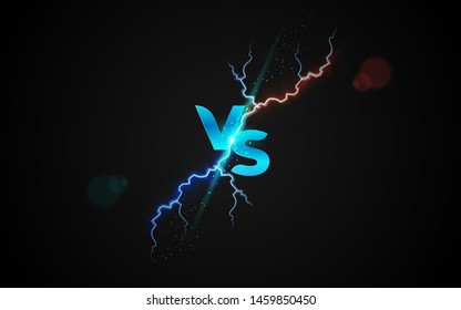 Versus vs background, Lightning bolt on dark background. Battle match, game concept competitive Vector illustration eps 10