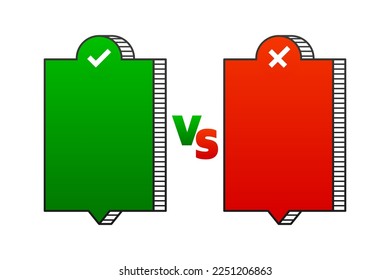 Versus VS battle. Geometry speech banner with facts and myths. Concept of thorough fact checking or easy compare evidence. Vector illustration.