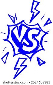 Versus VS Comic Crayon Chalk Drawing Vector