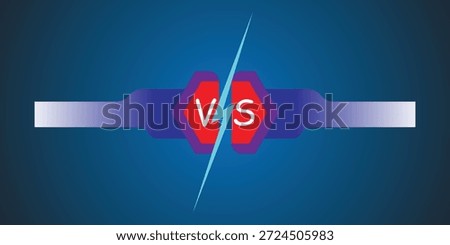 Versus VS comparison banner with lightning split effect. Modern flat design for competition, battle, matchup, game UI, challenge or infographic concept, on dark blue background.